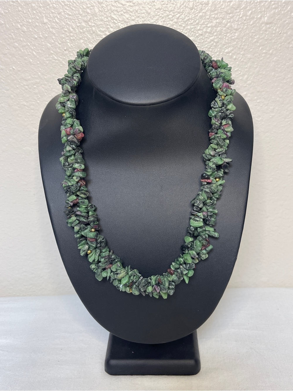 Multi Strand Natural Green & Pink Ruby Zoisite 21” long